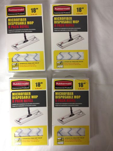 Rubbermaid 18&#034; microfiber disposable mop head 8 pack refill~lot of 4 packs~new for sale