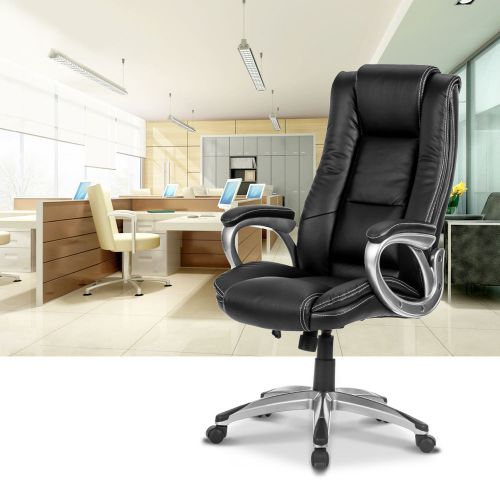 Ergonomic high back leather computer black  executive office chair desk task us for sale