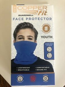 NEW COPPER FIT Guardwell Face Protector BLUE/Youth Size, Copper Infused
