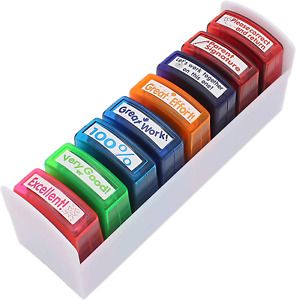 Teacher Stamp Set Colorful Encouraging Comments Self-Inking School Classroom Hom