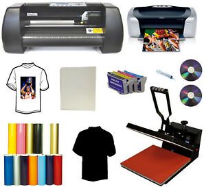 15&#034;x15&#034; Heat Press,Printer,14&#034; Laser Point PU Vinyl Cutter Plotter,Cartridges PK