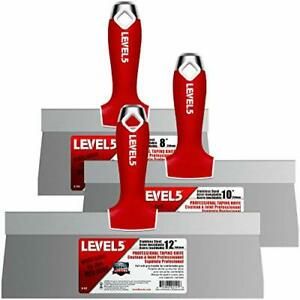 LEVEL5 Stainless Steel Taping Knife 3-Pack w/Soft Grip Handles | 5-619