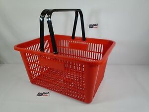 New Red Plastic Shopping Basket Market Grocery Retail Store Supplies