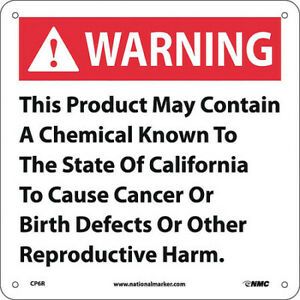 NMC CP6R Warning This Product May Contain California Proposition 65