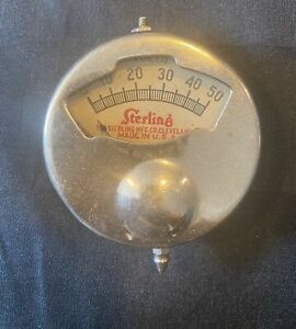 Vintage Sterling Amperes Meter Guage 0 To 50