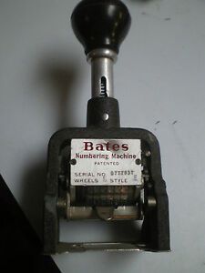 Old Bates Numbering Machine Style E 6 Wheel