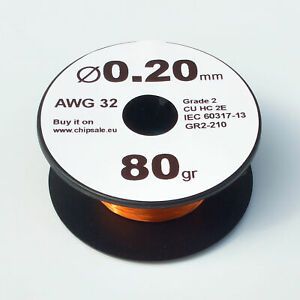 0.2 mm 32 AWG Gauge 80 gr ~280 m (2.8 oz) Magnet Wire Enameled Copper Coil