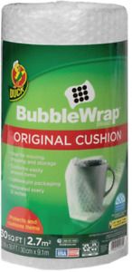Duck Brand Bubble Wrap Original Protective Packaging, 12 in. x 30 ft., Clear