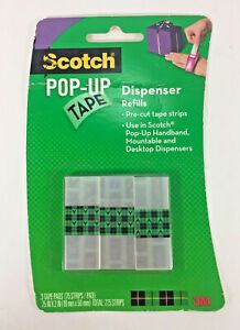 New Sealed SCOTCH 3M POP-UP TAPE DISPENSER Pre-cut REFILLS Pack of 3
