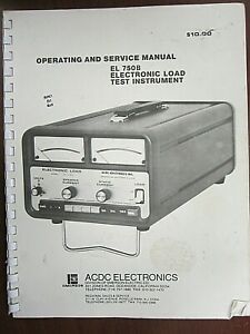 Emerson EL 750B Electronic Load Test Instrument Operating and Service Manual