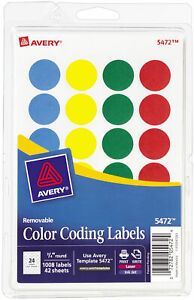 Avery Print/Write Self-Adhesive Removable Labels 1008/Pkg-Assorted (Blue,