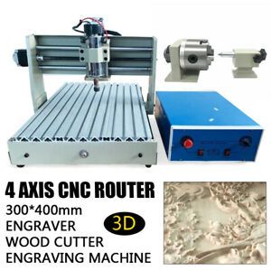 4 Axis CNC 3040 Router Engraver Engraving Machine Milling Carving PCB 400W 220V