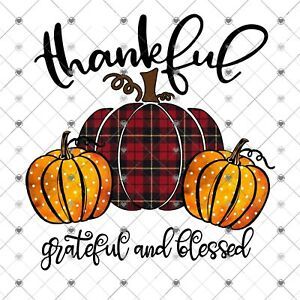 Fall Thankful Grateful Blessed Pumpkin Sublimation Transfer Ready to Press