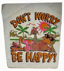 VTG Deadstock Iron On T-Shirt Heat Transfer Don’t Worry Be Happy Duck R. Peck