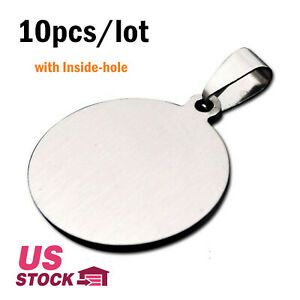 US Stock 10pcs/lot Stainless Steel Pendant Circle Pet Dog ID Tags Round Dog Tag