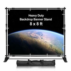 AkTop 8x8 ft Heavy Duty Backdrop Banner Stand Kit Adjustable Photography Step...