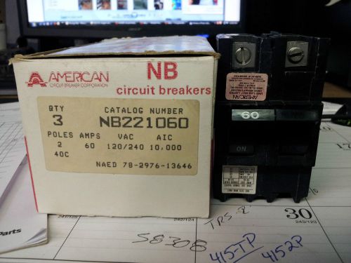 NIB FEDERAL PACIFIC NB221060 2 POLE 240 VOLT 60 AMP BOLT IN BREAKER #B1