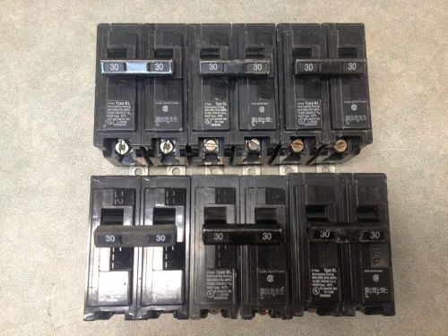 Siemens bl230 *lot of 6* 2 pole 30 amp 240 volt bolt on circuit breaker used for sale