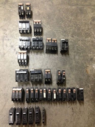 ASSORTED CUTLER HAMMER AND GENERAL ELECTRIC BREAKERS
