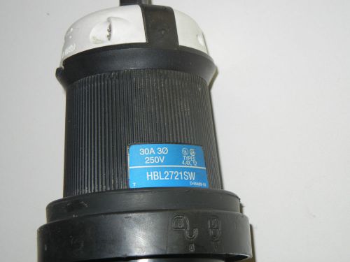 HUBBELL HBL2721SW AC Plug NEMA L15-30 Male Black Watertight 30amp 250V 3Phase