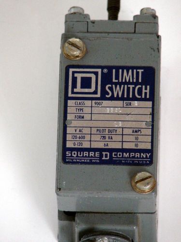 Square D Limit Switch, Class 9007, Type B54L, Ser A, V-AC 120-600