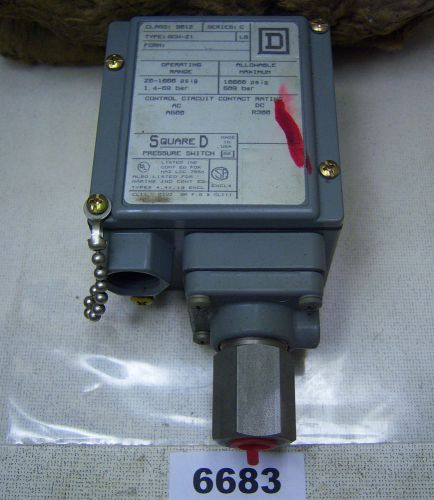 (6683) Square D Pressure Switch 9012-GCW-21 480 VAC 10A 20-1000 Psig