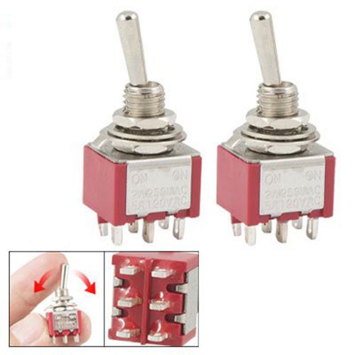 2 Pcs ON/ON 2 Position Double Pole Double Throw Toggle Switch