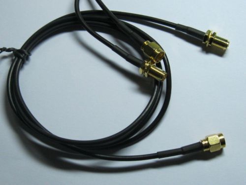 2 pcs 1m Antenna RP-SMA Coaxial Cable for WiFi Router Black 100cm