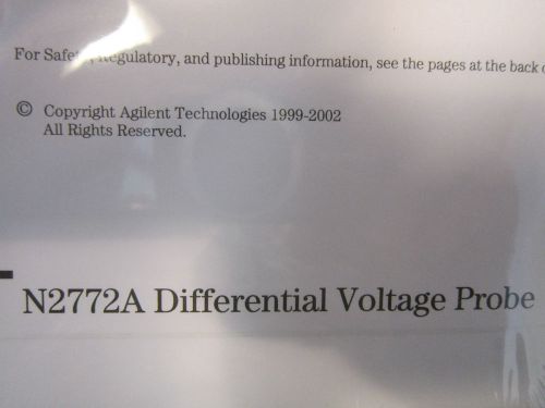 Agilent N2772A Differential Voltage Probe User&#039;s Guide