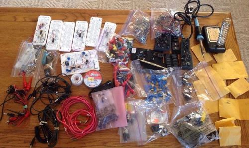 7 lb Lot Electronic Components, cables, hardware, test boards, soldering iron