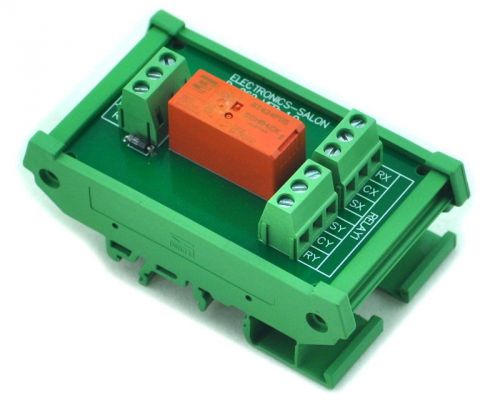 DIN Rail Mount Passive Bistable/Latching DPDT 8A Power Relay Module, 5V Version