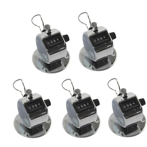 5pcs New High Quality Hand Clicker Golf 4 Digit Number Tally Counter Silver