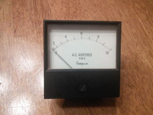 Vintage Simpson AC Panel Meter Ammeter 0-10 Amps AC RMS