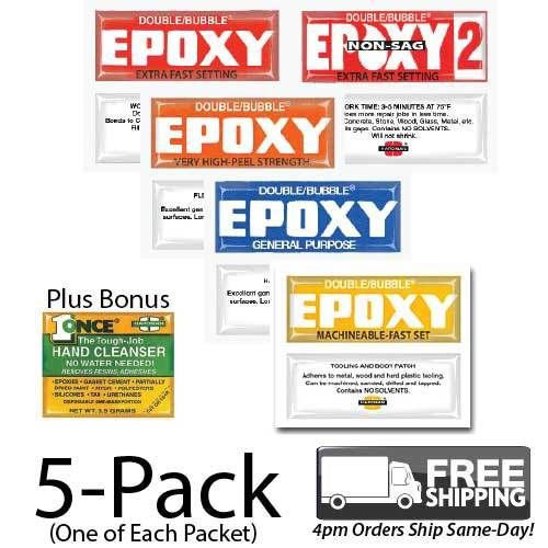 5-Pack - Hardman Double Bubble Variety Pack of 5 Best Selling Epoxies
