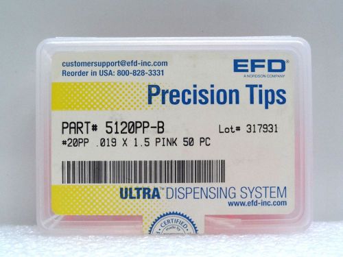 EFD PRECISION TIPS #5120PP-B 20PP .019 x 1.5 PINK 50PC  ~NIB~