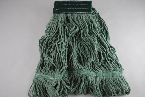 Green 24 ounce Cotton  Blend String Wet Mop-Looped and 5&#034; Band--Case 12 Mops!!