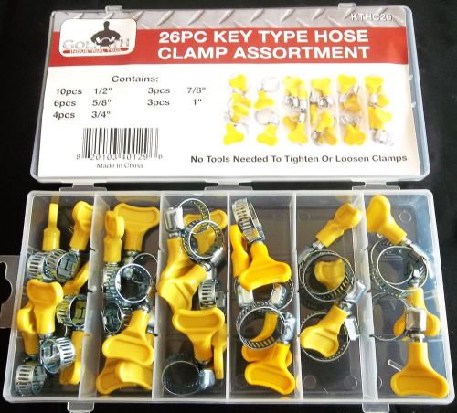 26pc goliath industrial kthc26 key type steel hose clamp assortment twist knob for sale