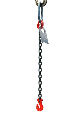 5/16&#034; 10 foot grade 80 sog single leg lifting chain sling - oblong grab hook for sale
