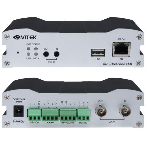 Brand new! vitek vt-ipsd102h 1ch ip server/decoder h.264 d1 w/poe dual stream for sale