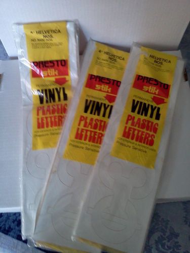 Lot of 3 packs Presto Stik Permanent Vinyl Plastic Numbers New Old Stock White