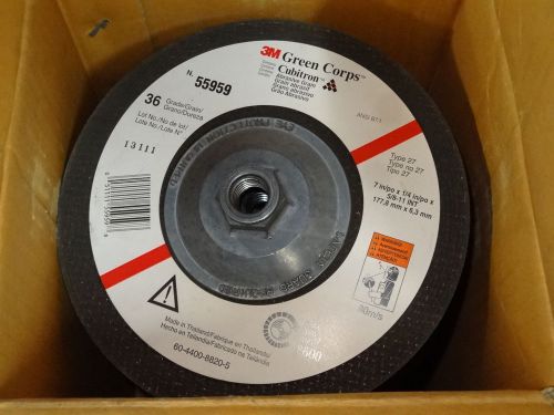 9 new 3m 55959 green corps 7&#034; x 1/4&#034; x 5/8-11 depressed center grinding wheels for sale