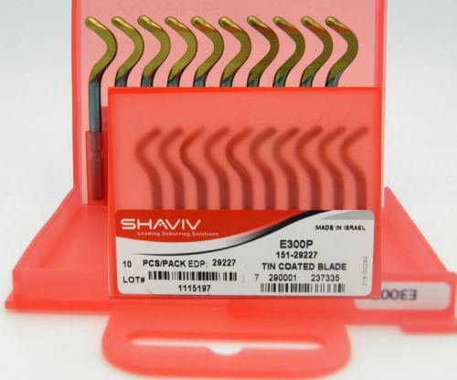 10pcs Type E300P HSS TiN Hooked Bi-Directional Deburring Blades Shaviv #29227