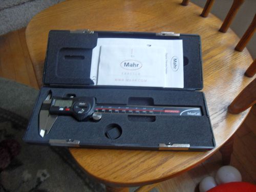 mahr 6&#034;thumb roller type digital calipers with hard padded case &amp; info sheets 19