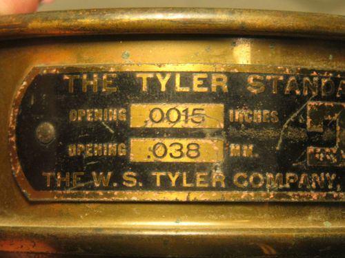 Vintage w.s. tyler usa standard testing sieve mesh 400 opening . in.3&#034; brass for sale