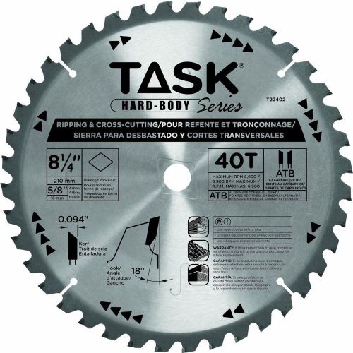 8 1/4 Hard Body Carbide Saw Blade Ripping Cross Cutting With 5/8 T22402