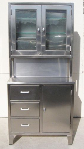 Stainless steel medical storage cabinet, kennedy style, w/ narcotics locker for sale