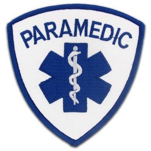 Paramedic emblem patch 3.5 x 3.5 shoulder arm blue star of life white royal new for sale