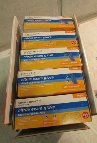 Lot of (10) Simply Right 58230 Nitrile Exam Glove Large Blue 200PK