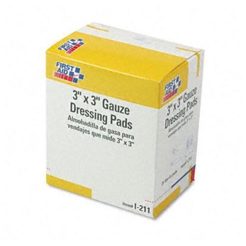 First aid only, inc. i211 gauze dressing pads, 3 x 3, 10/box for sale
