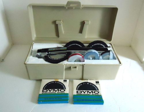 DYMO EXECUTIVE 3 LABEL MAKER MAKING SYSTEM KIT IN CASE WITH EXTRA WHEELS